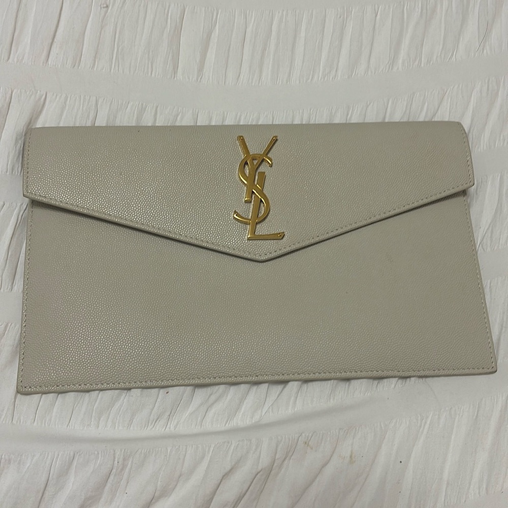 YSL clutch purse in blanc vintage